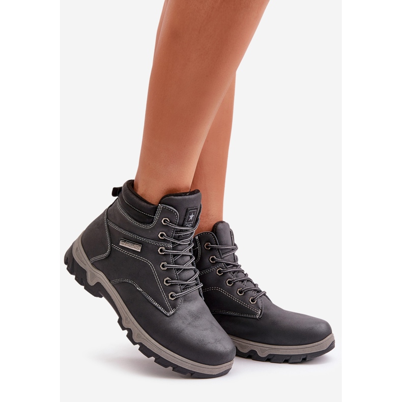 News Zapatos de trekking aislantes para hombre fabricados en piel ecológica, azul marino Neramia 1