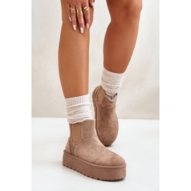 Botas de nieve para mujer con plataforma y inserciones elásticas, beige oscuro Rialine 3