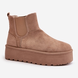 Botas de nieve para mujer con plataforma y inserciones elásticas, beige oscuro Rialine 4