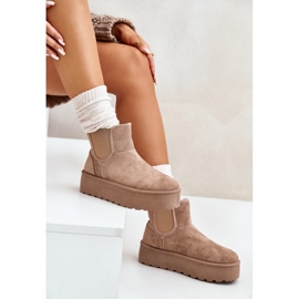 Botas de nieve para mujer con plataforma y inserciones elásticas, beige oscuro Rialine 6
