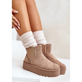 Botas de nieve para mujer con plataforma y inserciones elásticas, beige oscuro Rialine 7