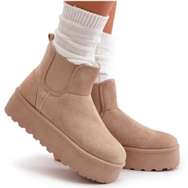 Botas de nieve para mujer con plataforma y inserciones elásticas, beige claro Rialine 12