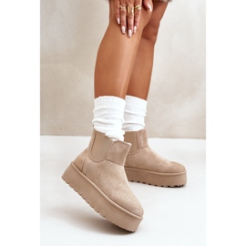 Botas de nieve para mujer con plataforma y inserciones elásticas, beige claro Rialine 4