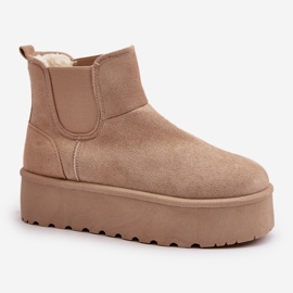 Botas de nieve para mujer con plataforma y inserciones elásticas, beige claro Rialine 6