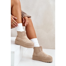 Botas de nieve para mujer con plataforma y inserciones elásticas, beige claro Rialine 7