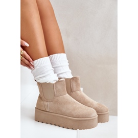 Botas de nieve para mujer con plataforma y inserciones elásticas, beige claro Rialine 9