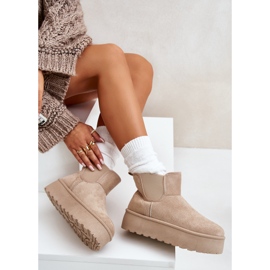 Botas de nieve para mujer con plataforma y inserciones elásticas, beige claro Rialine 10