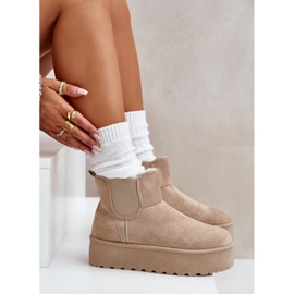 Botas de nieve para mujer con plataforma y inserciones elásticas, beige claro Rialine 11