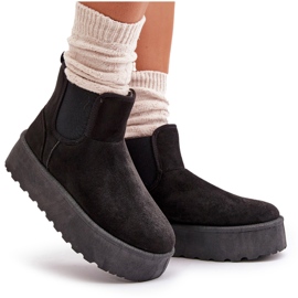Botas de nieve de mujer con plataforma y inserciones elásticas negro Rialine 10