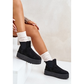 Botas de nieve de mujer con plataforma y inserciones elásticas negro Rialine 6
