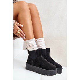 Botas de nieve de mujer con plataforma y inserciones elásticas negro Rialine 7