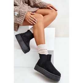 Botas de nieve de mujer con plataforma y inserciones elásticas negro Rialine 8
