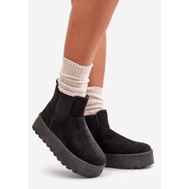 Botas de nieve de mujer con plataforma y inserciones elásticas negro Rialine 1