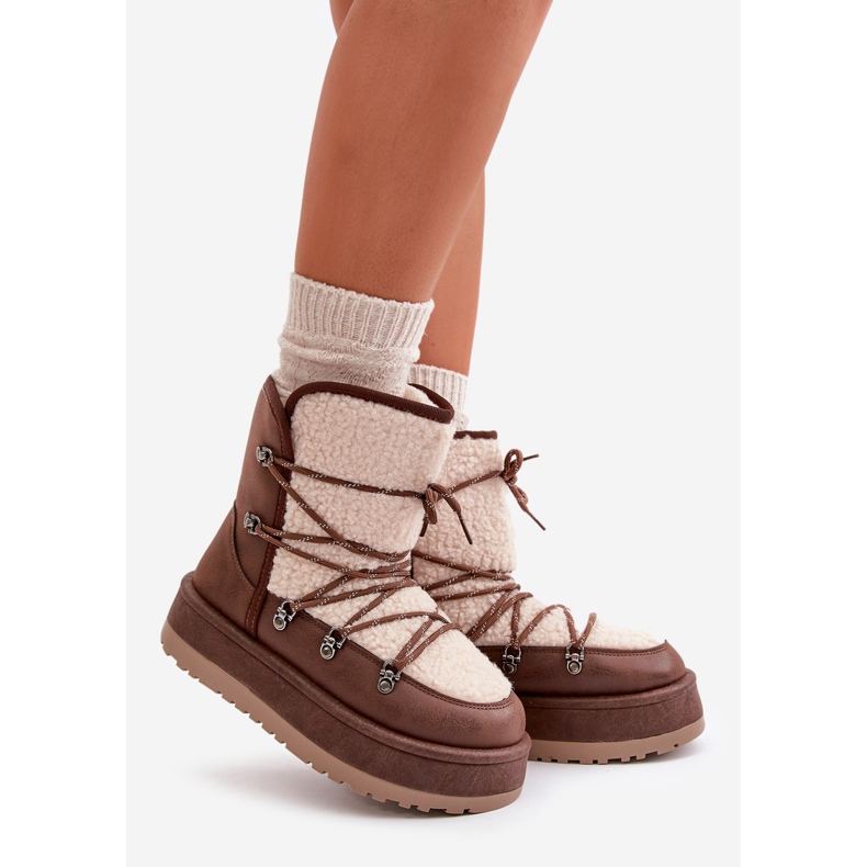 Botas de nieve con plataforma y cordones para mujer, marrón Riaviana 1 Botas de nieve con plataforma y cordones para mujer, marrón Riaviana 1