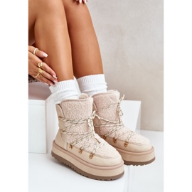 Botas de nieve para mujer con plataforma y cordones, beige claro Riaviana 10