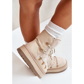 Botas de nieve para mujer con plataforma y cordones, beige claro Riaviana 11