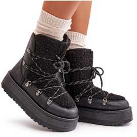 Botas de nieve de mujer con plataforma y cordones negro Riaviana 12