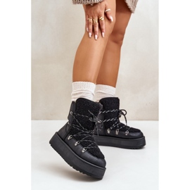 Botas de nieve de mujer con plataforma y cordones negro Riaviana 4