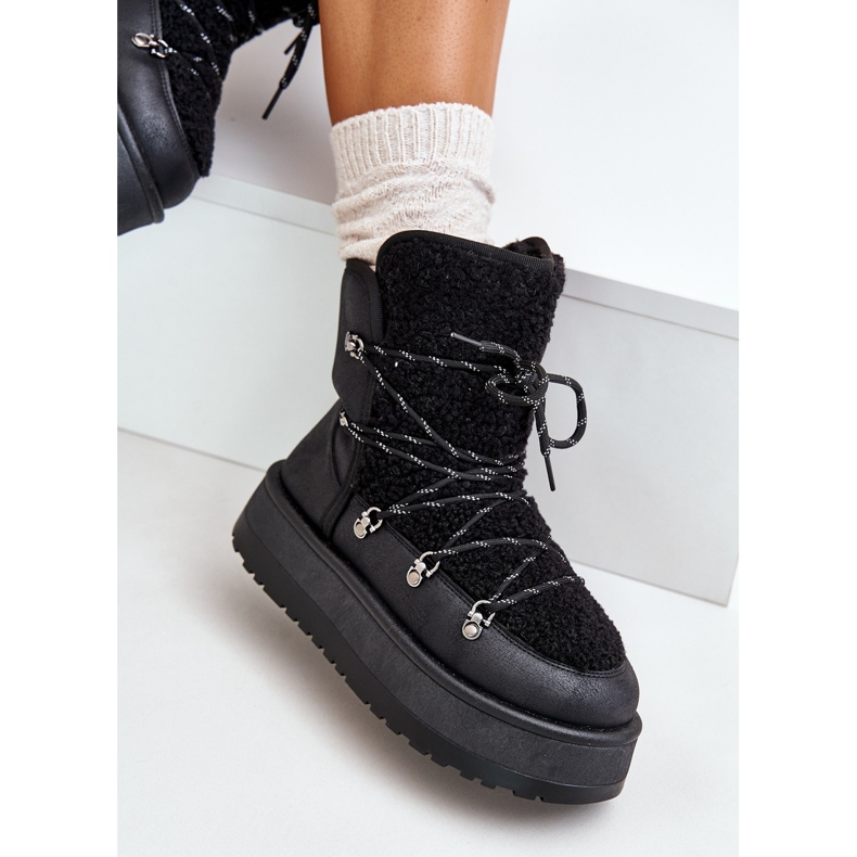 Botas de nieve de mujer con plataforma y cordones negro Riaviana 2