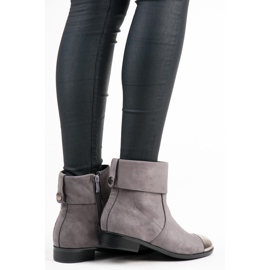 Ideal Shoes Botines de ante con cremallera gris 2