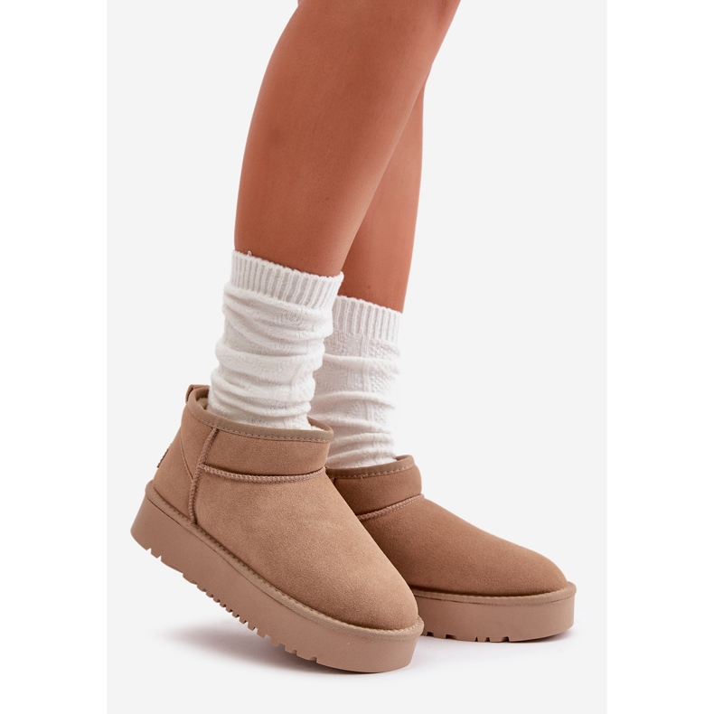 Botas de nieve de mujer de ante con plataforma beige Nereviana 1