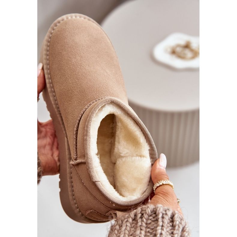 Botas de nieve de mujer de ante con plataforma beige Nereviana 2