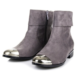 Ideal Shoes Botines de ante con cremallera gris 4