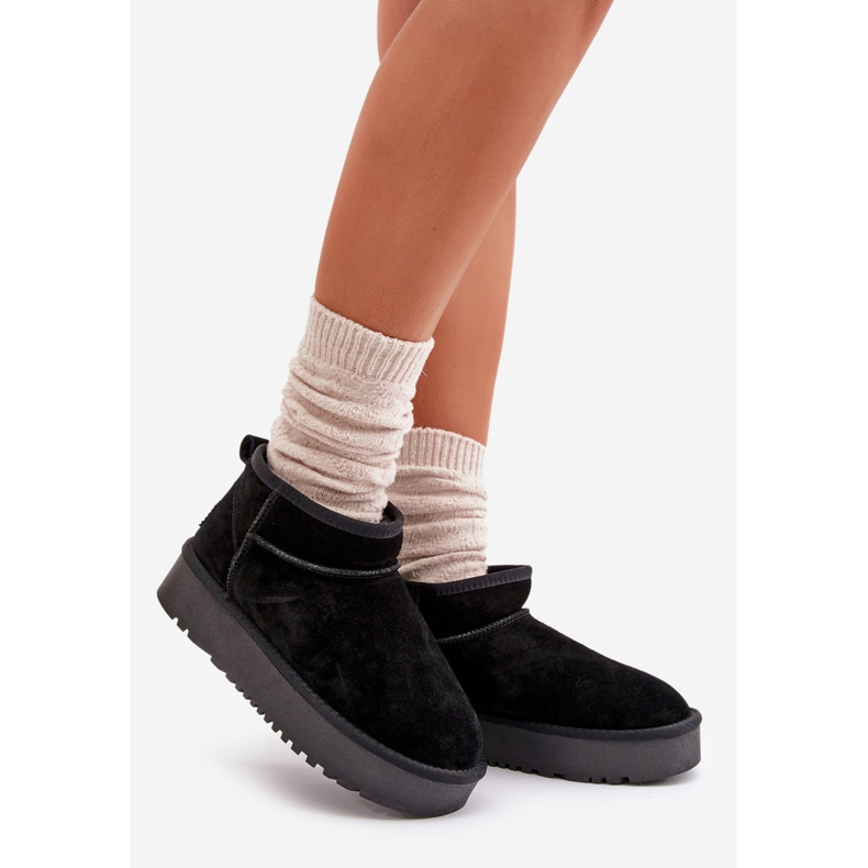 Botas de nieve con plataforma de ante para mujer negro Nereviana 1