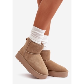 Botas de nieve de ante para mujer con plataforma al tobillo beige Rianaella 1