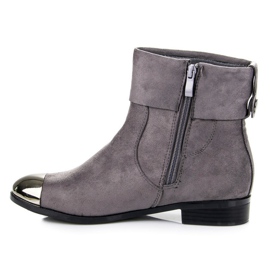 Ideal Shoes Botines de ante con cremallera gris 3