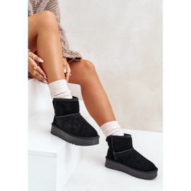 Botas de nieve con plataforma y tobillo de ante para mujer Negro Rianaella 9
