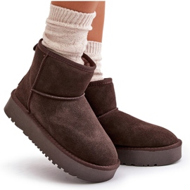 Botas de nieve con plataforma al tobillo de ante para mujer marrón Rianaella 12