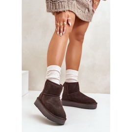 Botas de nieve con plataforma al tobillo de ante para mujer marrón Rianaella 4