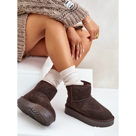 Botas de nieve con plataforma al tobillo de ante para mujer marrón Rianaella 10