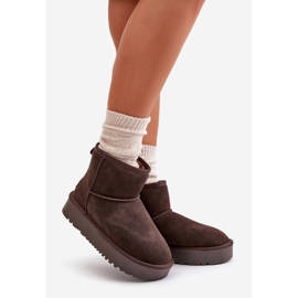Botas de nieve con plataforma al tobillo de ante para mujer marrón Rianaella 1