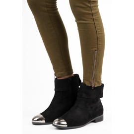 Ideal Shoes Botines de ante con cremallera negro 1