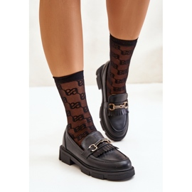 Mocasines De Mujer Con Adorno, Piel Ecológica, Tialorae Negro 3