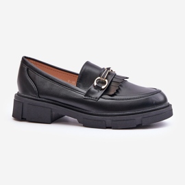 Mocasines De Mujer Con Adorno, Piel Ecológica, Tialorae Negro 4