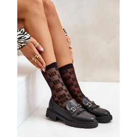 Mocasines De Mujer Con Adorno, Piel Ecológica, Tialorae Negro 5