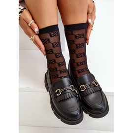 Mocasines De Mujer Con Adorno, Piel Ecológica, Tialorae Negro 7
