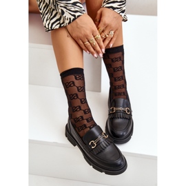 Mocasines De Mujer Con Adorno, Piel Ecológica, Tialorae Negro 8