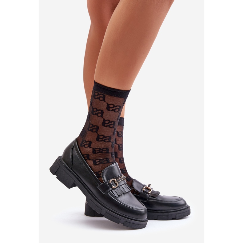 Mocasines De Mujer Con Adorno, Piel Ecológica, Tialorae Negro 1