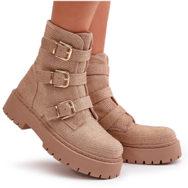 Botines aislantes de mujer con decoración tarta beige 11