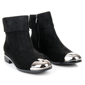 Ideal Shoes Botines de ante con cremallera negro 5