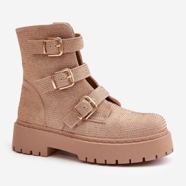 Botines aislantes de mujer con decoración tarta beige 5