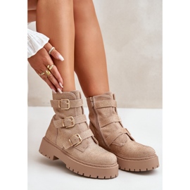 Botines aislantes de mujer con decoración tarta beige 2