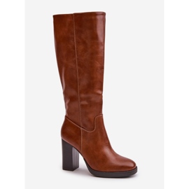 Botas Tacón Alto Por Encima De La Rodilla De Piel Ecológica Riamaya Camel marrón 4