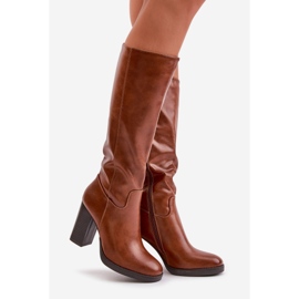 Botas Tacón Alto Por Encima De La Rodilla De Piel Ecológica Riamaya Camel marrón 1