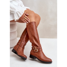 Botas Planas Por Encima De La Rodilla De Mujer Con Hebillas Lotina Camel marrón 8