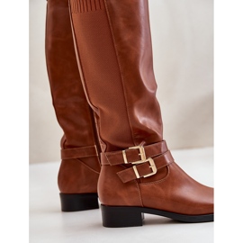 Botas Planas Por Encima De La Rodilla De Mujer Con Hebillas Lotina Camel marrón 7